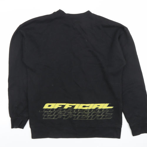 Boohoo Men Black Small Crew Neck Pullover Sweatshirt Official Logo