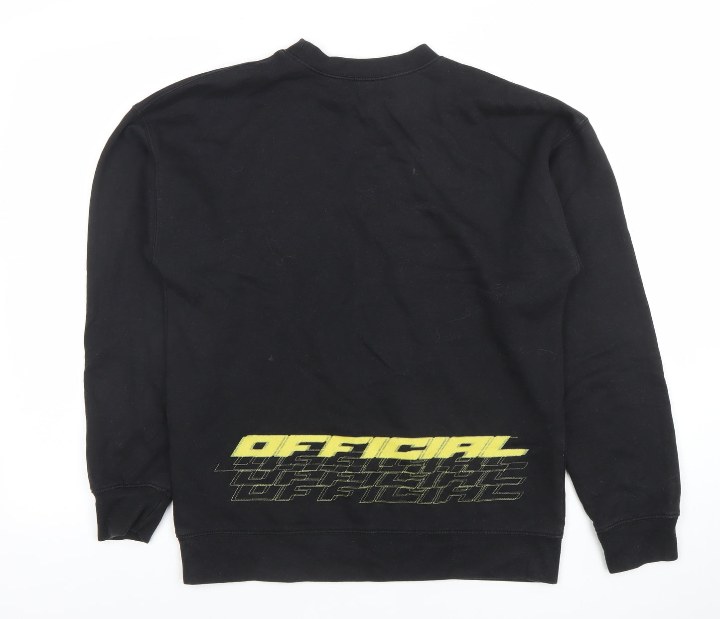 Boohoo Men Black Small Crew Neck Pullover Sweatshirt Official Logo