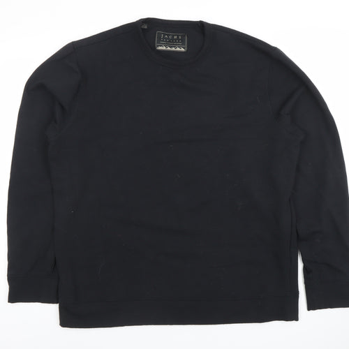 JACHS New York Men’s Black Crew Neck Cotton Blend Pullover Sweatshirt L