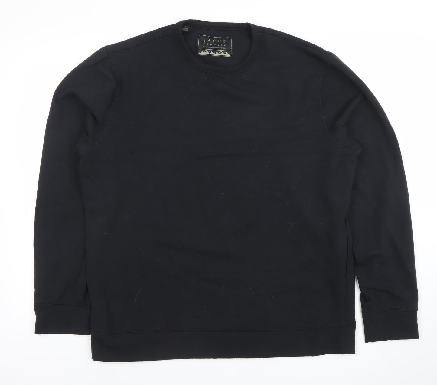 JACHS New York Men’s Black Crew Neck Cotton Blend Pullover Sweatshirt L