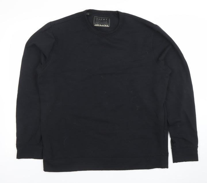 JACHS New York Men’s Black Crew Neck Cotton Blend Pullover Sweatshirt L