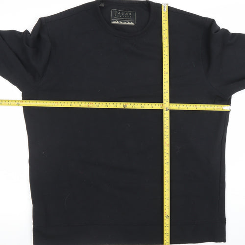 JACHS New York Men’s Black Crew Neck Cotton Blend Pullover Sweatshirt L