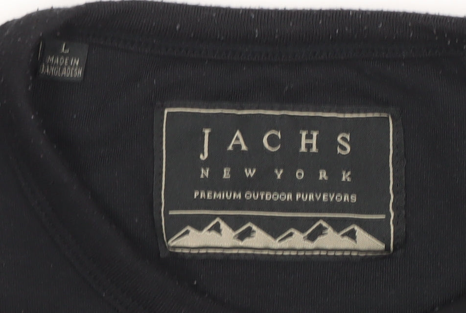 JACHS New York Men’s Black Crew Neck Cotton Blend Pullover Sweatshirt L