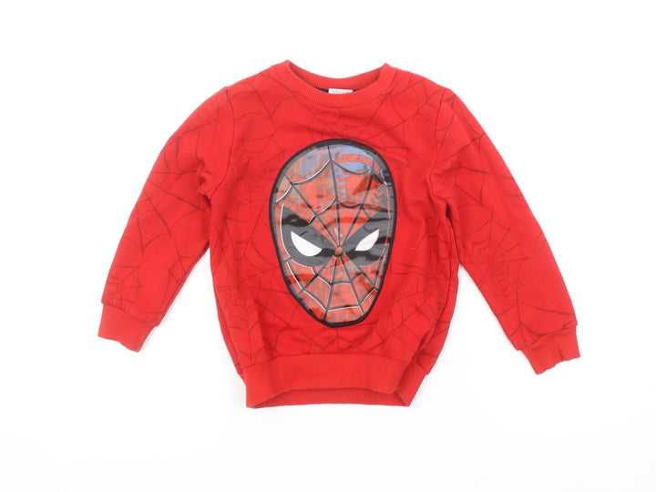 Marvel Spiderman Boys Red Pullover Sweatshirt 4-5 Years Graphic Print Fleece