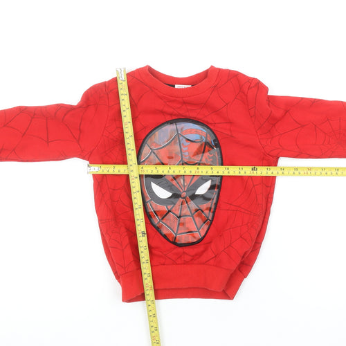 Marvel Spiderman Boys Red Pullover Sweatshirt 4-5 Years Graphic Print Fleece