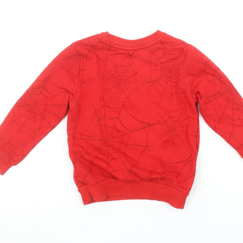Marvel Spiderman Boys Red Pullover Sweatshirt 4-5 Years Graphic Print Fleece