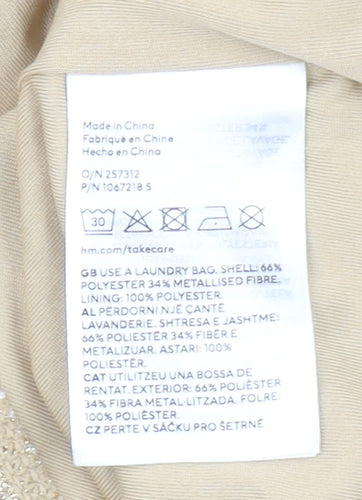 H&M Women Beige Glitter Bodysuit Size S Metallic Spaghetti Strap