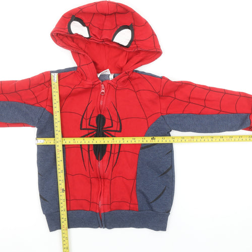 Marvel Spider-Man Boys Red Blue Hoodie 7-8 Years Full Zip Cotton Sweatshirt