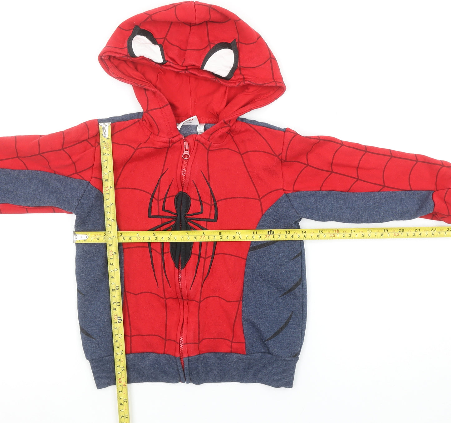 Marvel Spider-Man Boys Red Blue Hoodie 7-8 Years Full Zip Cotton Sweatshirt