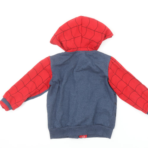 Marvel Spider-Man Boys Red Blue Hoodie 7-8 Years Full Zip Cotton Sweatshirt