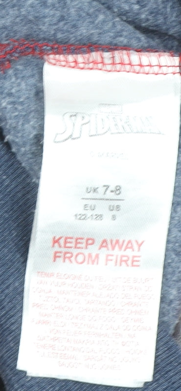 Marvel Spider-Man Boys Red Blue Hoodie 7-8 Years Full Zip Cotton Sweatshirt