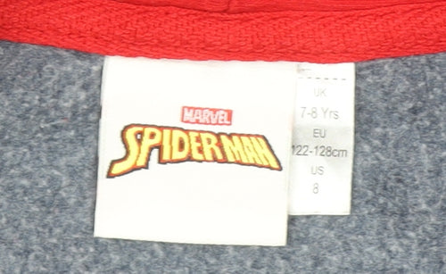 Marvel Spider-Man Boys Red Blue Hoodie 7-8 Years Full Zip Cotton Sweatshirt