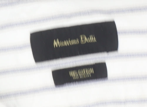 Massimo Dutti Men's White Blue Striped Long Sleeve Cotton Shirt M