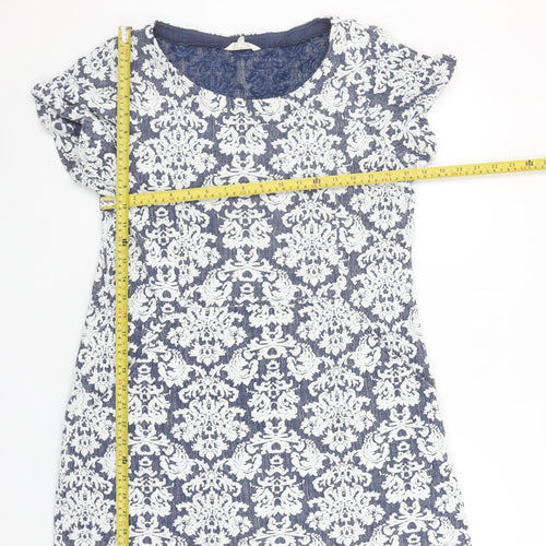 White Stuff Women’s Blue Jacquard Shift Dress Size 14