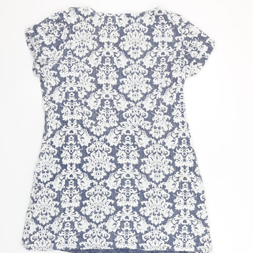 White Stuff Women’s Blue Jacquard Shift Dress Size 14