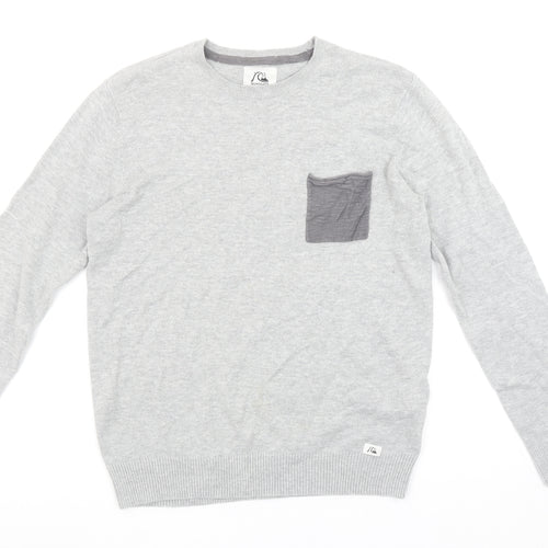 Quiksilver Mens Grey XS Crew Neck Cotton Pullover Jumper