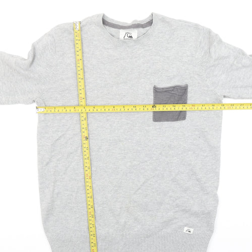 Quiksilver Mens Grey XS Crew Neck Cotton Pullover Jumper