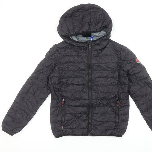 Surfanic Boys Black Hooded Puffer Jacket 10 Years Down Filled Nylon