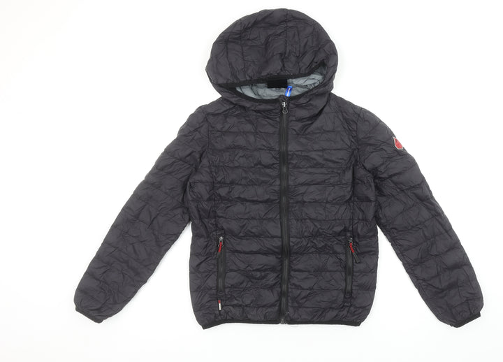 Surfanic Boys Black Hooded Puffer Jacket 10 Years Down Filled Nylon