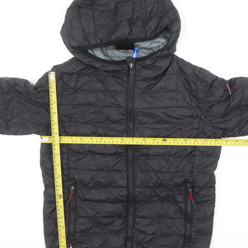 Surfanic Boys Black Hooded Puffer Jacket 10 Years Down Filled Nylon