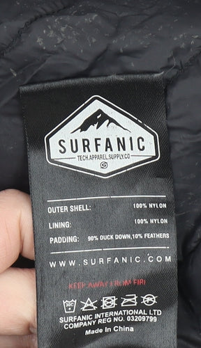 Surfanic Boys Black Hooded Puffer Jacket 10 Years Down Filled Nylon