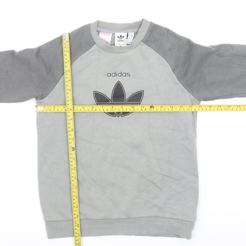 Adidas Boys Grey Colourblock Logo Sweatshirt 11-12 Years Pullover Fleece