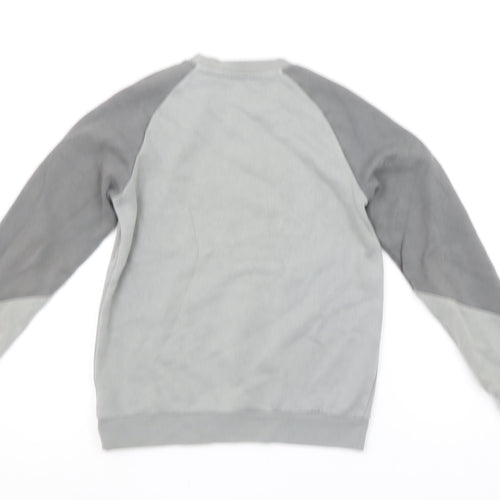 Adidas Boys Grey Colourblock Logo Sweatshirt 11-12 Years Pullover Fleece