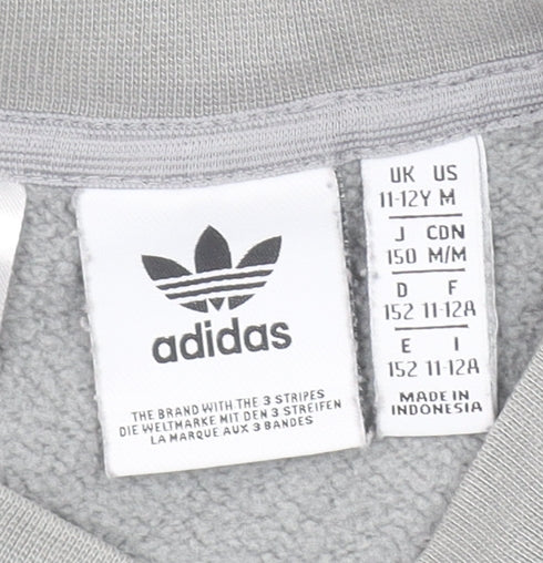 Adidas Boys Grey Colourblock Logo Sweatshirt 11-12 Years Pullover Fleece