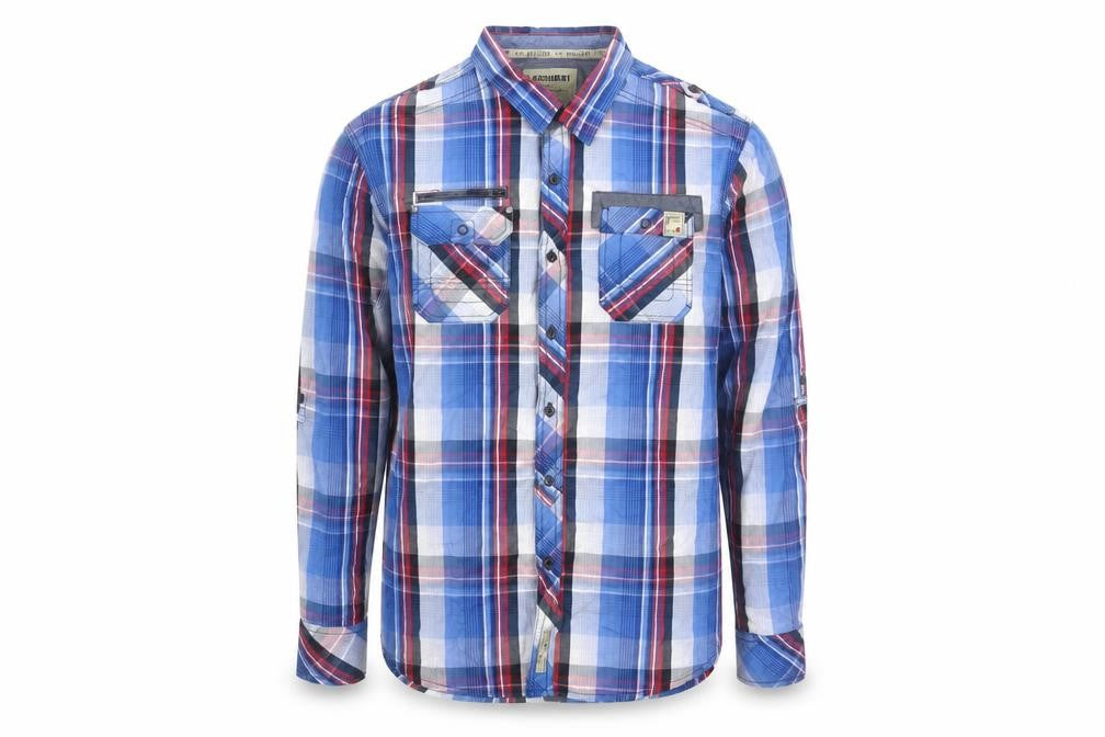 Dissident Men's Blue Check Long Sleeve Button-Up Cotton Shirt 2XL