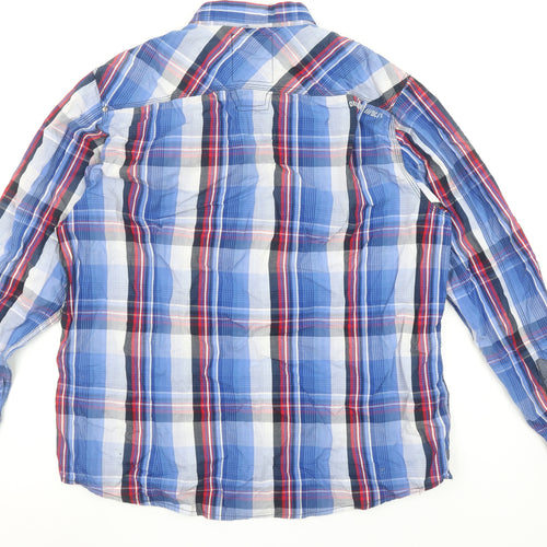 Dissident Men's Blue Check Long Sleeve Button-Up Cotton Shirt 2XL