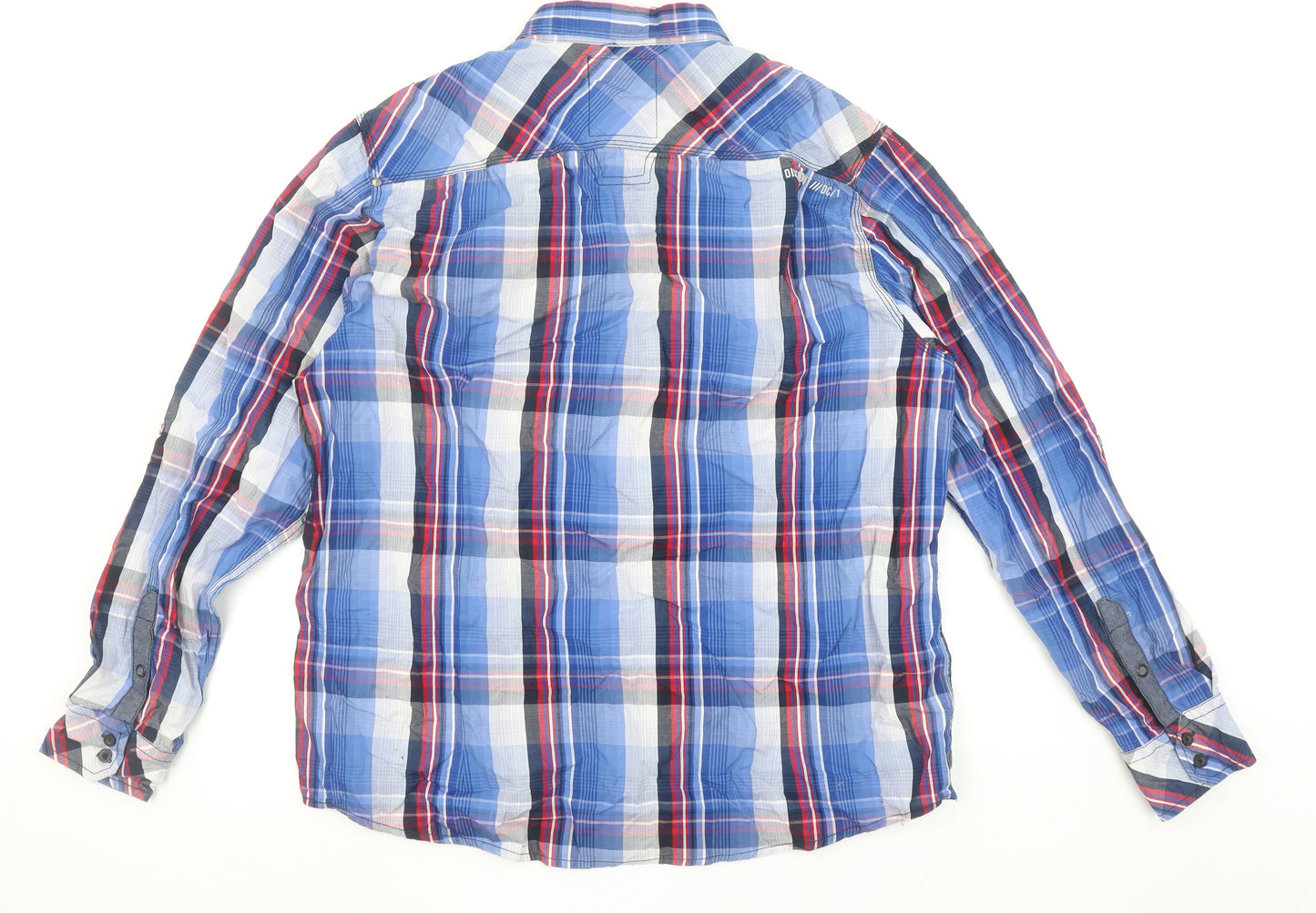 Dissident Men's Blue Check Long Sleeve Button-Up Cotton Shirt 2XL