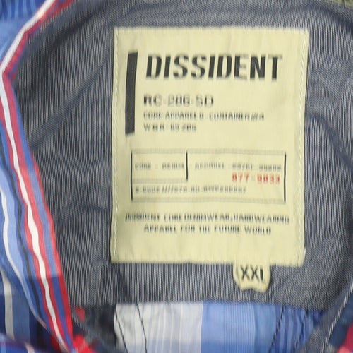 Dissident Men's Blue Check Long Sleeve Button-Up Cotton Shirt 2XL