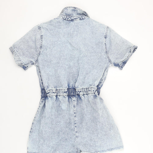 Dunnes Stores Women Blue Denim Short Sleeve Button Jumpsuit Size 10