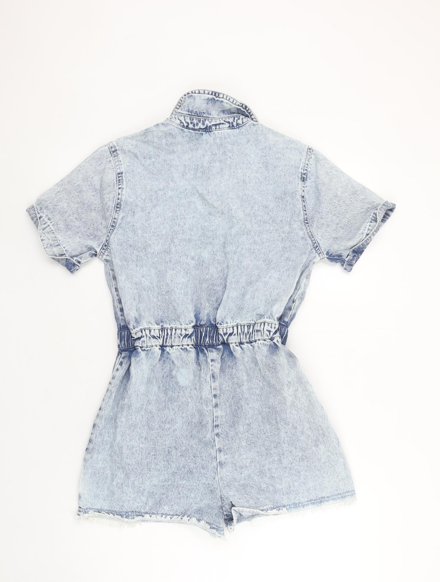 Dunnes Stores Women Blue Denim Short Sleeve Button Jumpsuit Size 10