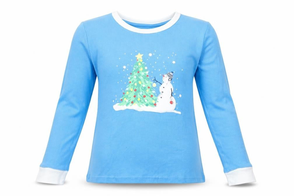 Leigh Tucker Willow Girls Blue Long Sleeve Christmas T-Shirt 12-13 Years