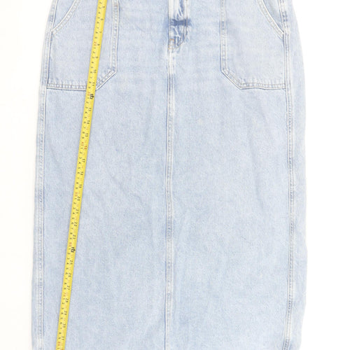 River Island Women’s Blue Denim Knee Length Pencil Skirt Size 14
