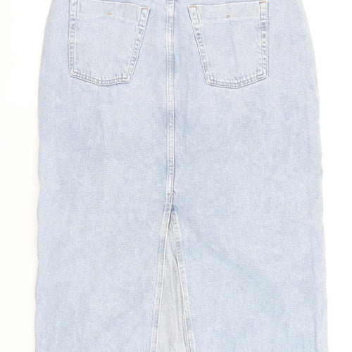 River Island Women’s Blue Denim Knee Length Pencil Skirt Size 14