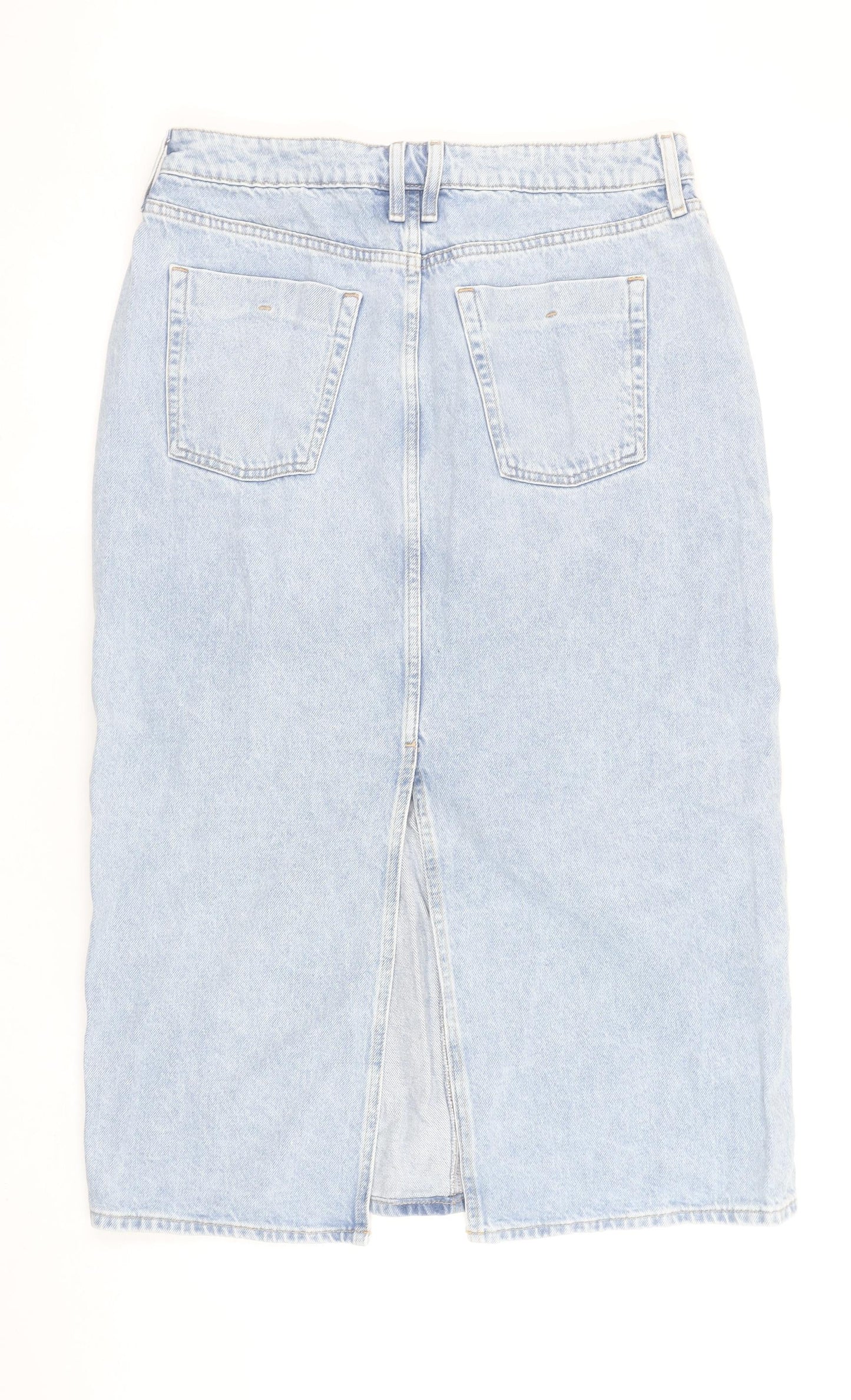 River Island Women’s Blue Denim Knee Length Pencil Skirt Size 14