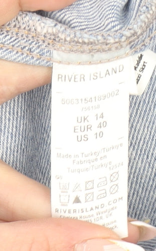 River Island Women’s Blue Denim Knee Length Pencil Skirt Size 14