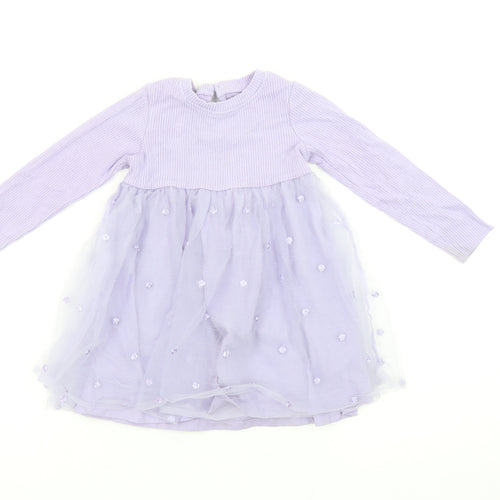 Dunnes Stores Girls Purple Embroidered Tutu Dress 18-24 Months