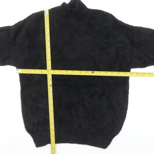 Primark Women's Black XS Mock Neck Fuzzy Knit Pullover Jumper