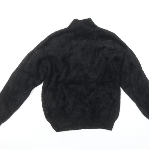 Primark Women's Black XS Mock Neck Fuzzy Knit Pullover Jumper
