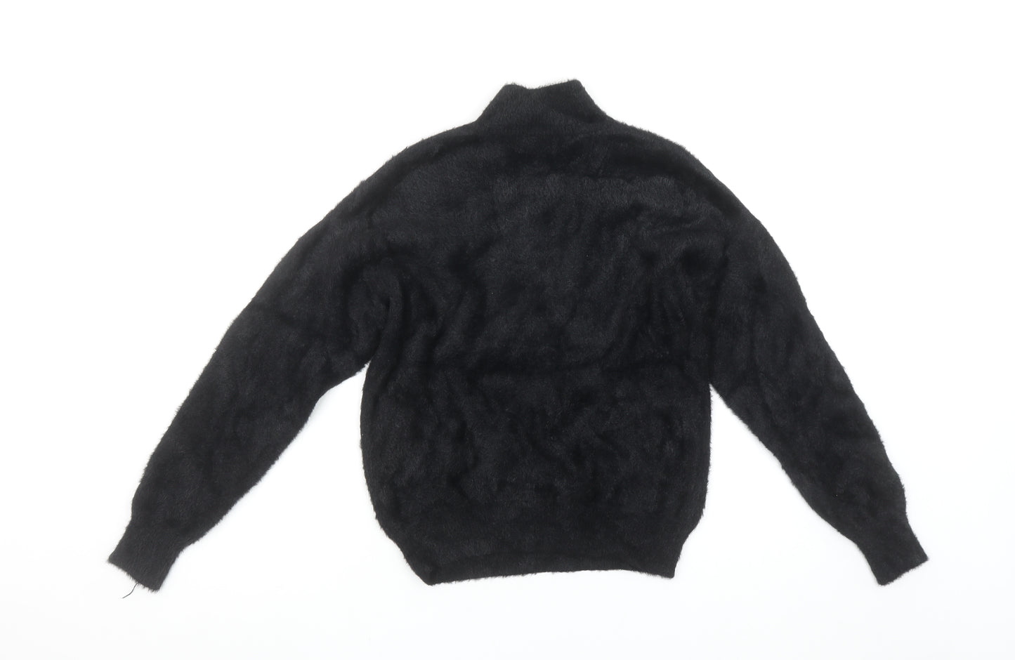 Primark Women's Black XS Mock Neck Fuzzy Knit Pullover Jumper