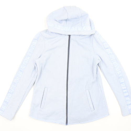 Street One Women Blue Full Zip Hoodie Size 10 Cotton Blend