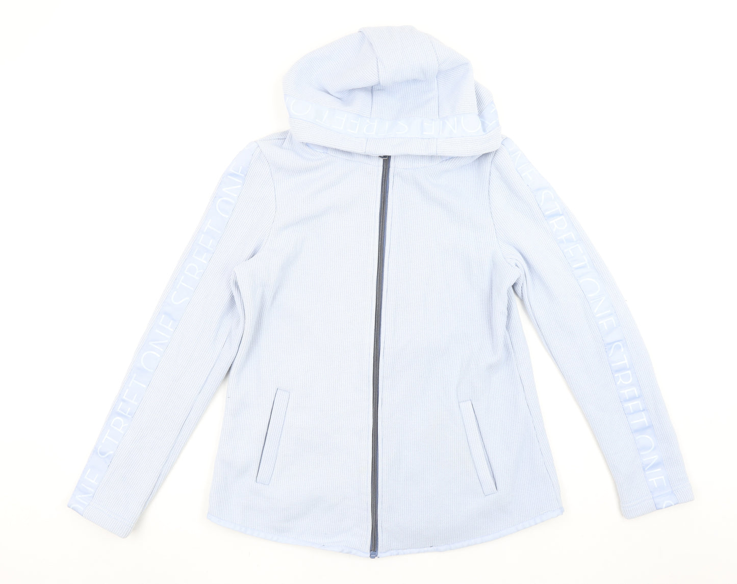 Street One Women Blue Full Zip Hoodie Size 10 Cotton Blend