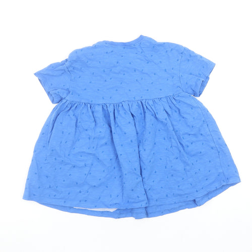 Next Girls Blue Short Sleeve Skater Dress 18-24 Months Sequin Floral