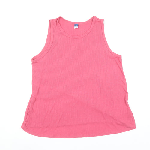 Old Navy Women Pink Ribbed Jersey Tank Top Size M