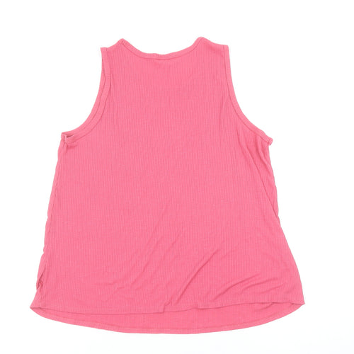 Old Navy Women Pink Ribbed Jersey Tank Top Size M