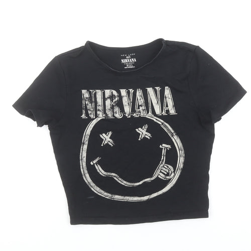 New Look Girls Black Nirvana Graphic Cropped T-Shirt 12-13 Years
