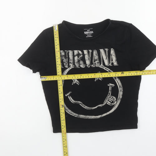 New Look Girls Black Nirvana Graphic Cropped T-Shirt 12-13 Years